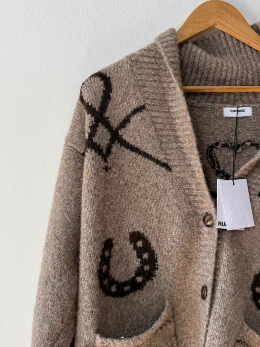 Rumored Wild Horses Cardigan Mocha Heather Size S - Picture 2 of 5